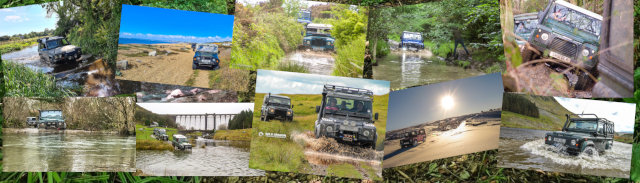 Collage of photos of 4x4's off-roading in Wales